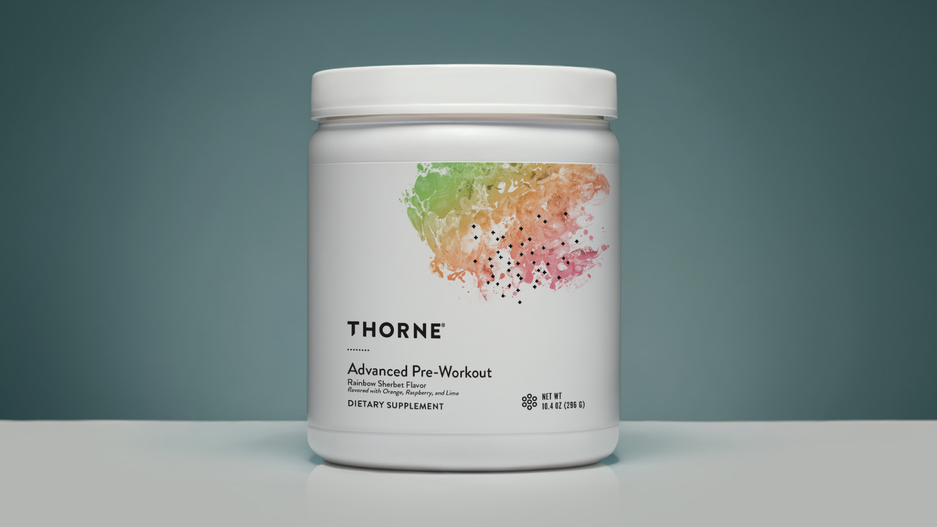 Thorne Advanced Pre-Workout in Rainbow Sherbet flavor